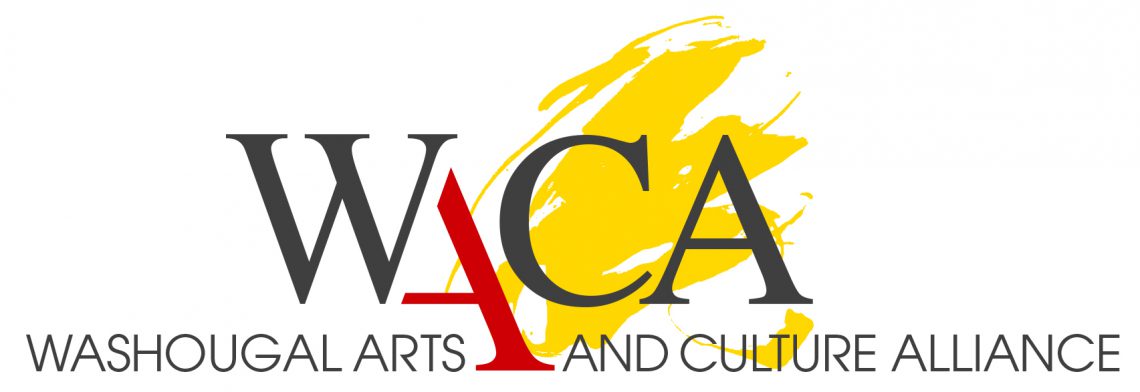 Washougal Arts adn Culture Alliance logo with yellow paint behind letters