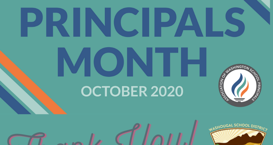National Principal Appreciation Month October 2020 Thank you with AWSP and WSD logo