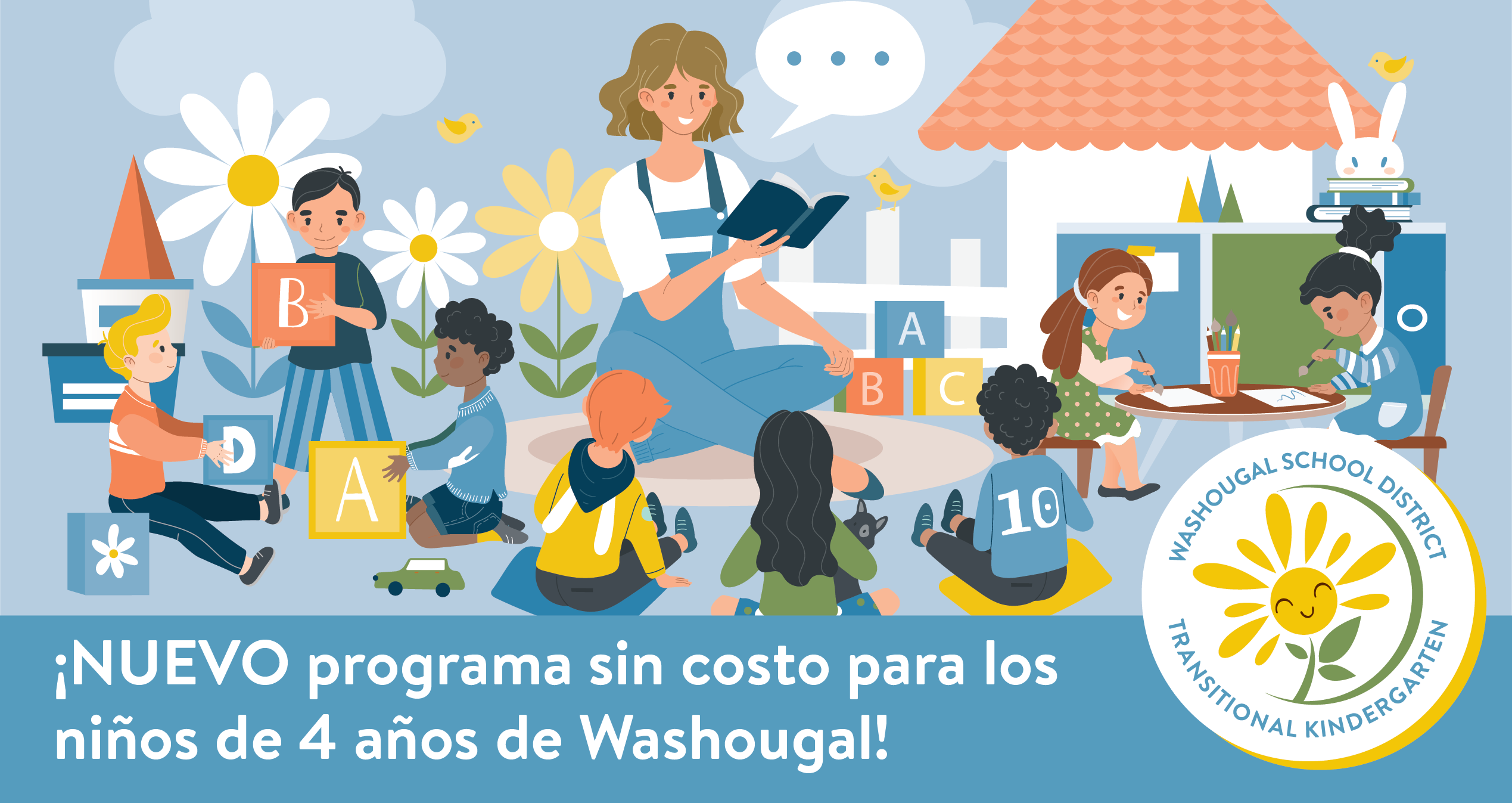 Kindergarten de transición de Washougal: Una nueva opción de aprendizaje temprano en el Distrito Escolar de Washougal con ninos y maestra 