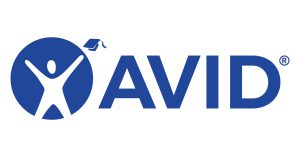 AVID logo with student tossing grad cap
