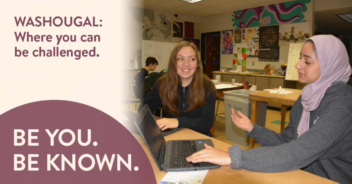 Be you, be known - where you can be challenged - two students working on computer science project