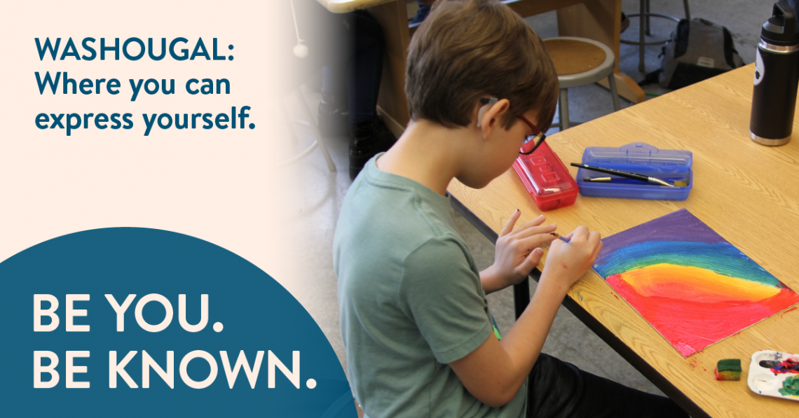 Be you, be known - where you can express yourself student painting at a table