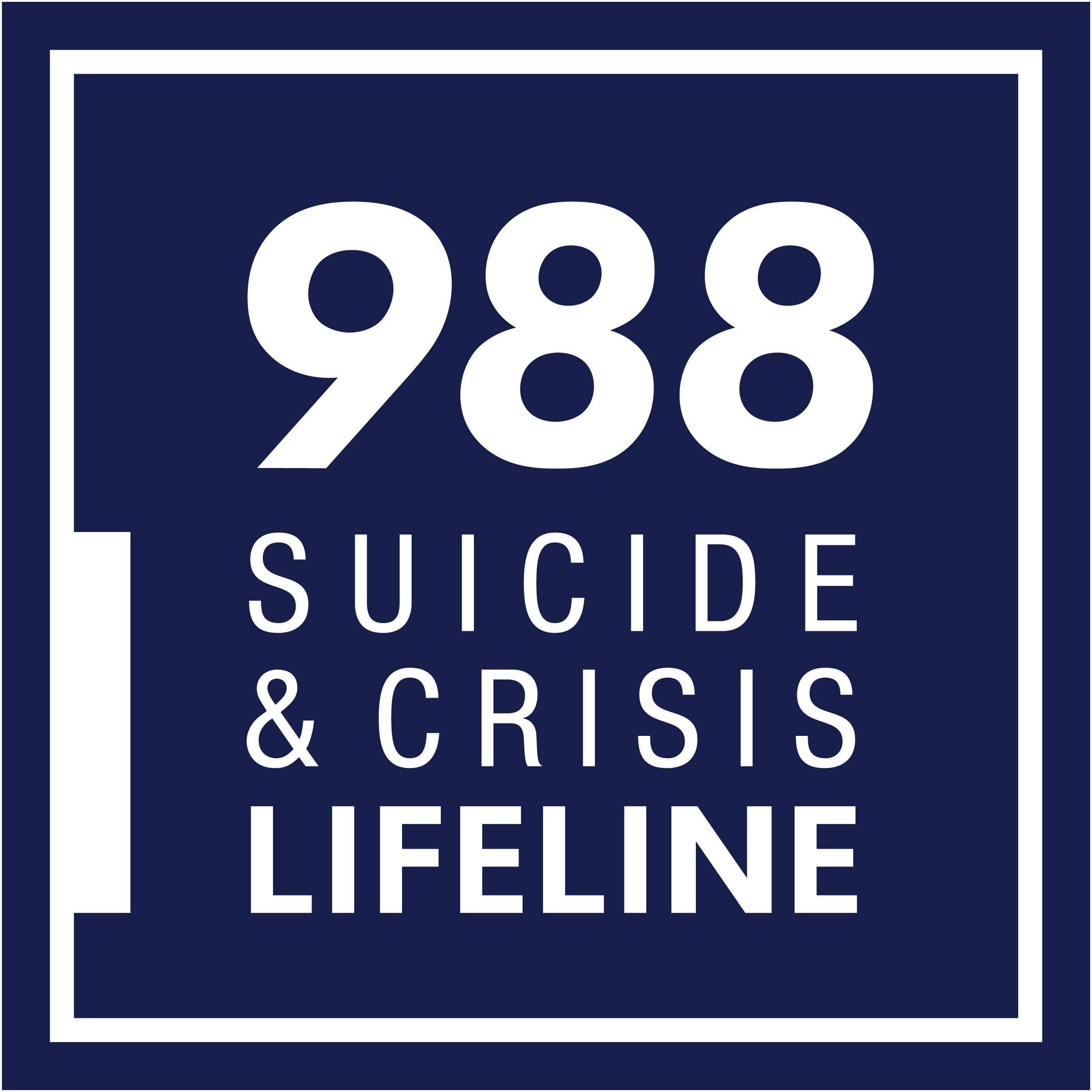 988 Suicide & Crisis Lifeline on blue background