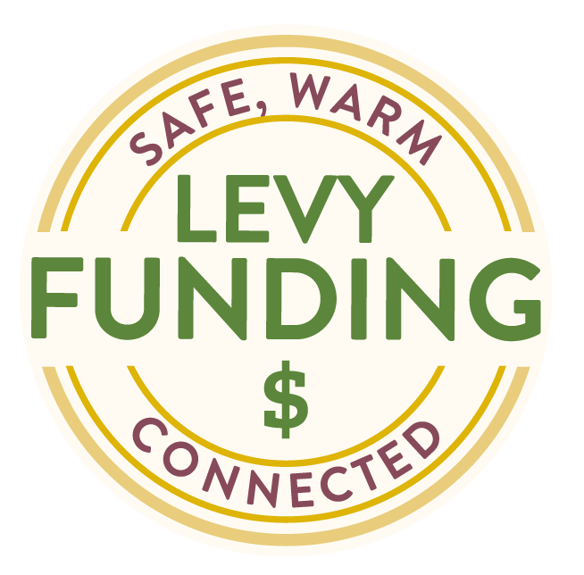 Levy funding Safe, Warm Connected in a circle with dollar sign
