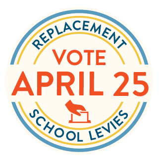 Vote April 25 replacement school levies with hand putting ballot into box