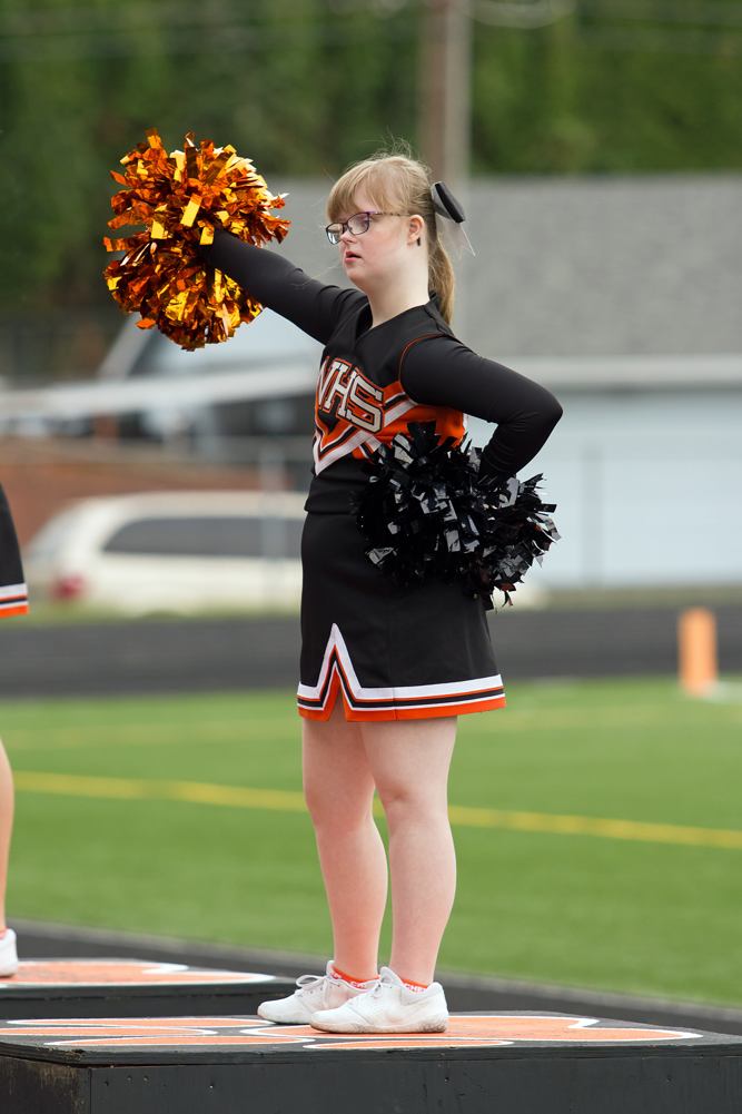 Unified cheerleader Suzanne on the WHS track