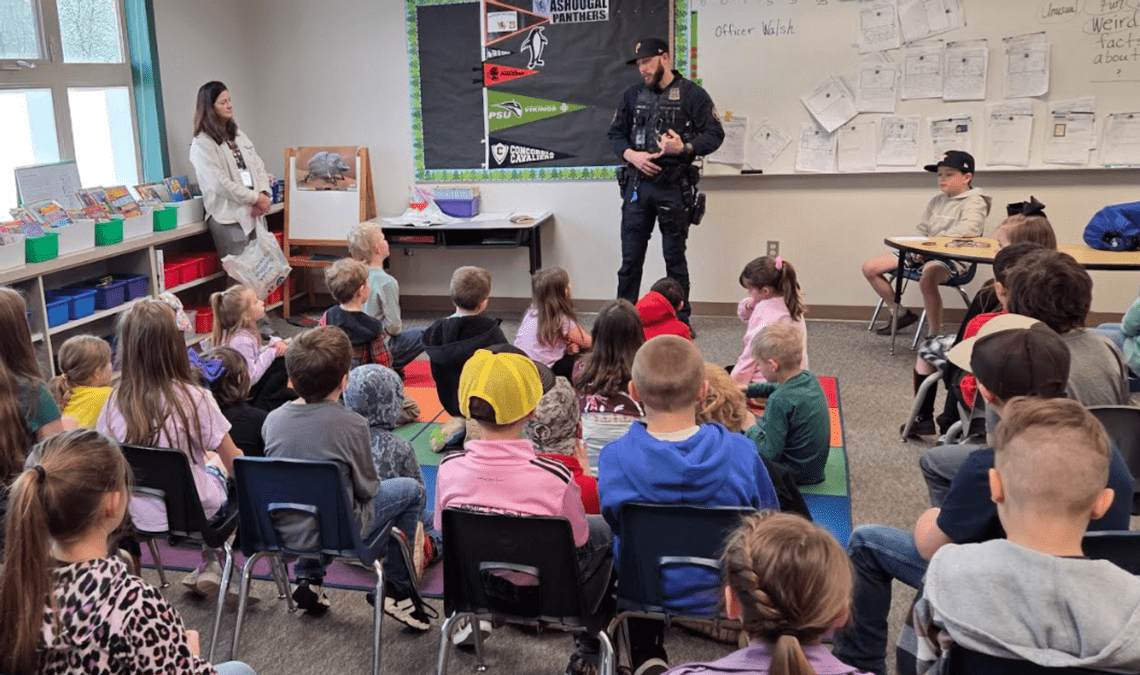 Police officer walsh with students
