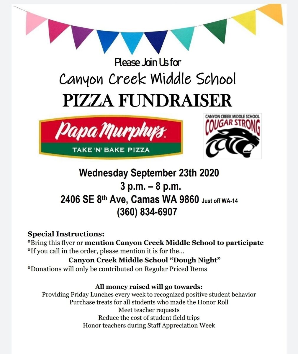 Join us for "Dough Night" Wednesday, September 23rd, 3-8pm. A portion of all sales during this event will be donated back to CCMS.
