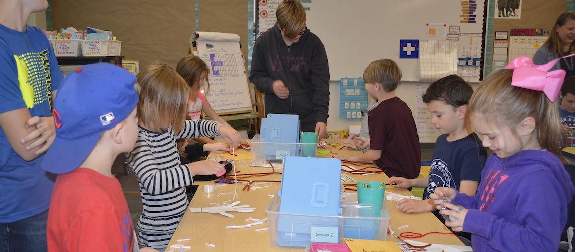 JMS students assist students in CRGE first grade class with a hand engineer project