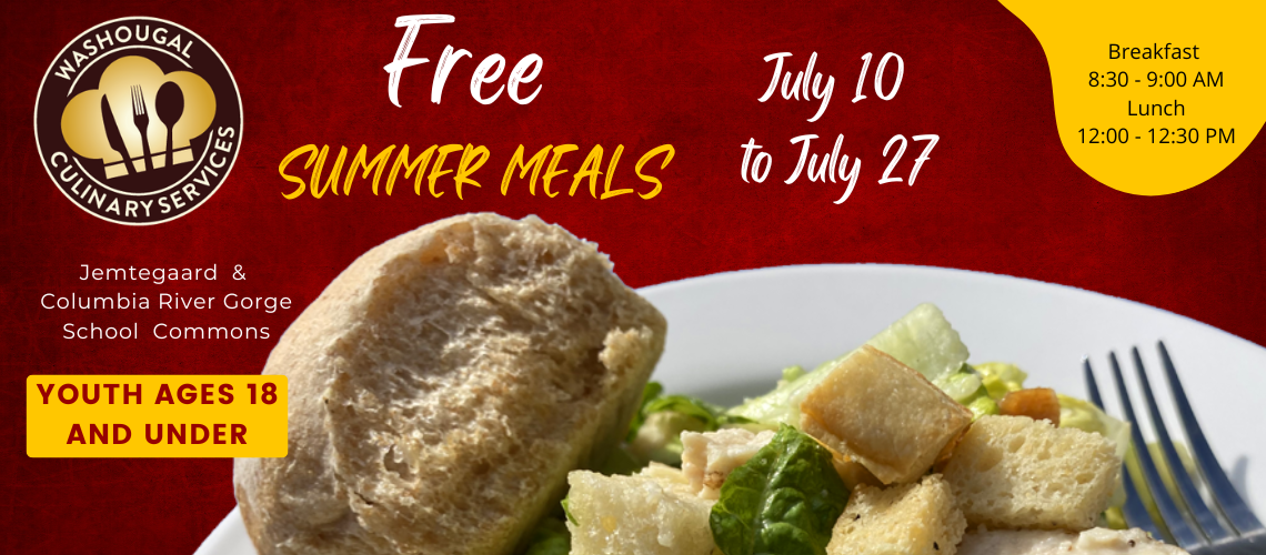 Free summer meals July 10 to 27 at CRGE with picture of chef salad