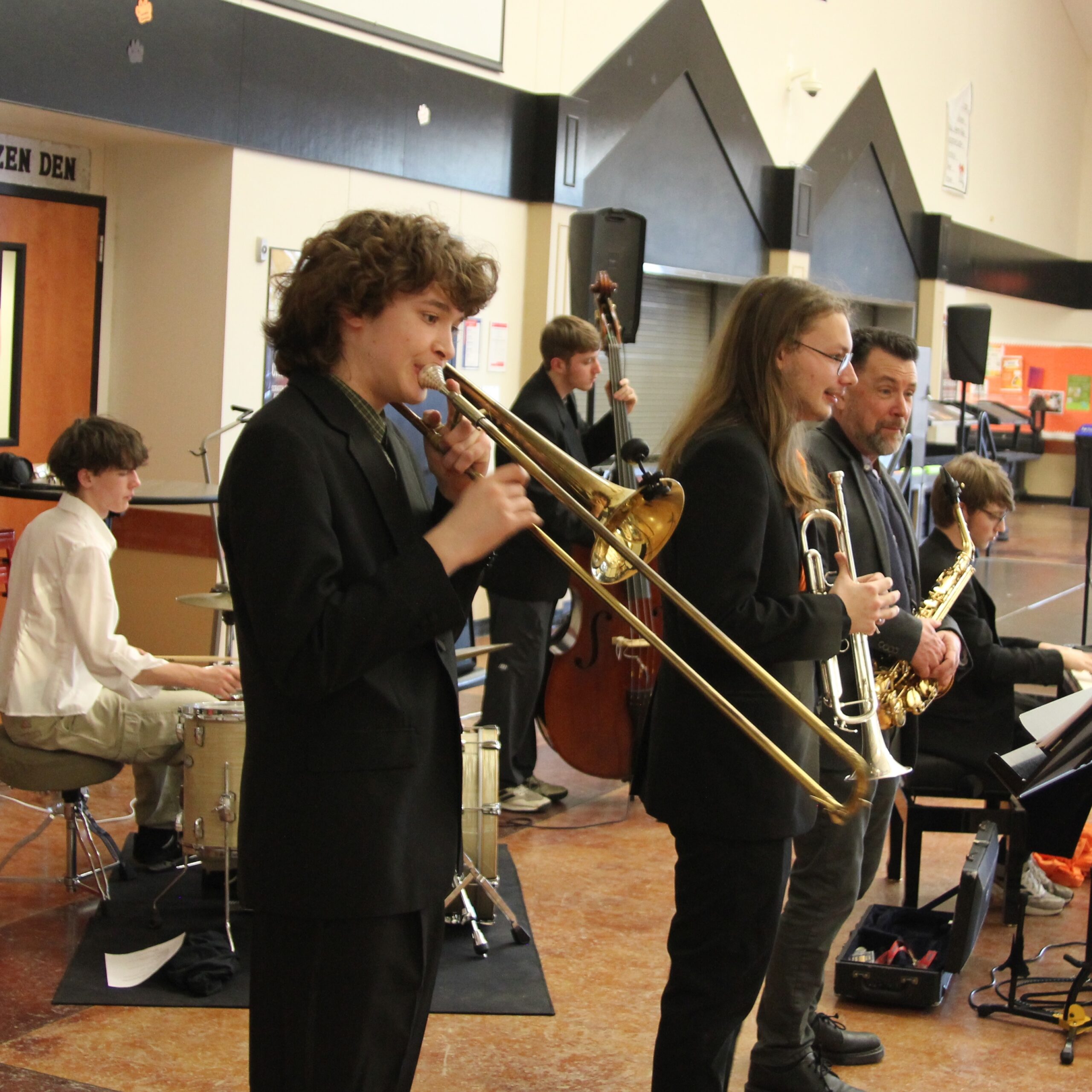 Student plays trombone