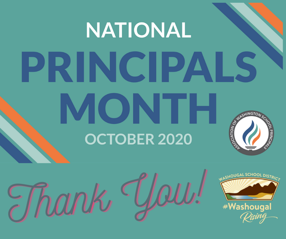 National Principal Appreciation Month October 2020 Thank you with AWSP and WSD logo