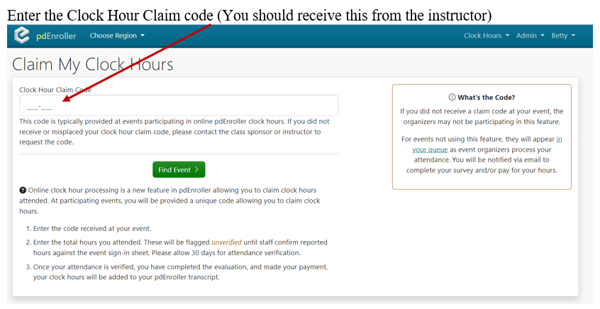 Claim code gets entered in this space in the online form