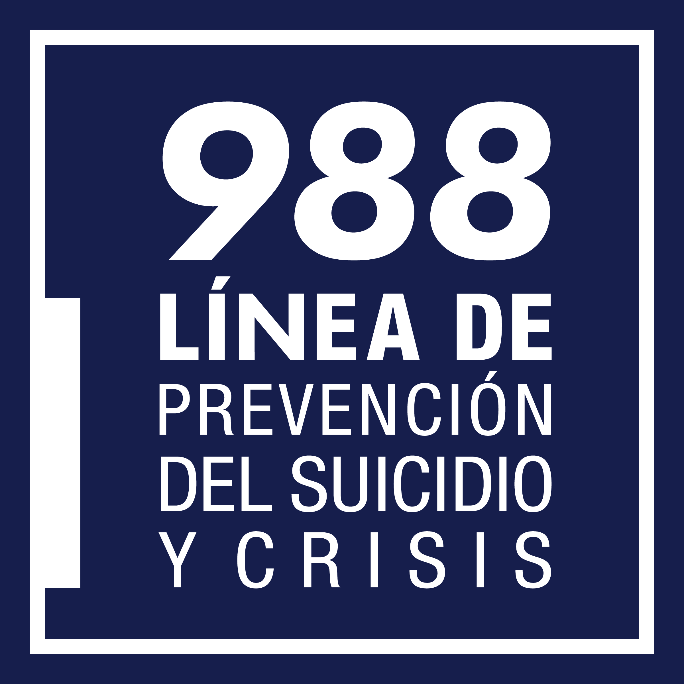 988 Linea de prevencion del suicidio y crisis on blue background