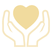 Two hands holding a heart in pale yellow